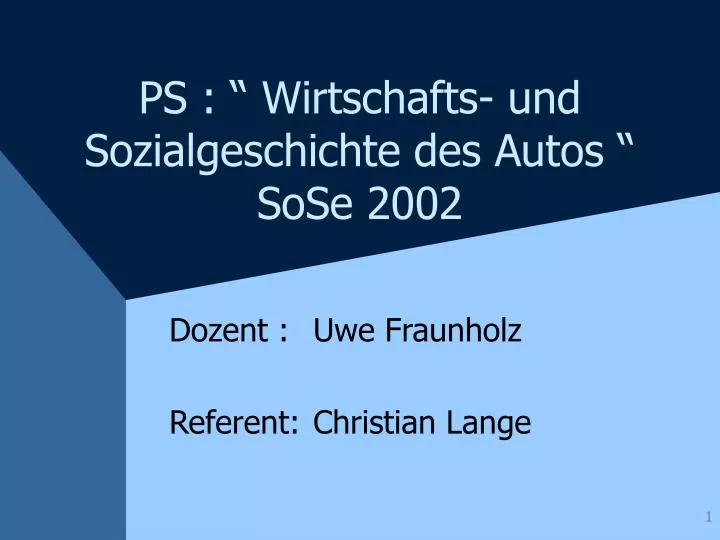 ps wirtschafts und sozialgeschichte des autos sose 2002