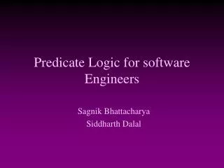 Predicate Logic for software Engineers