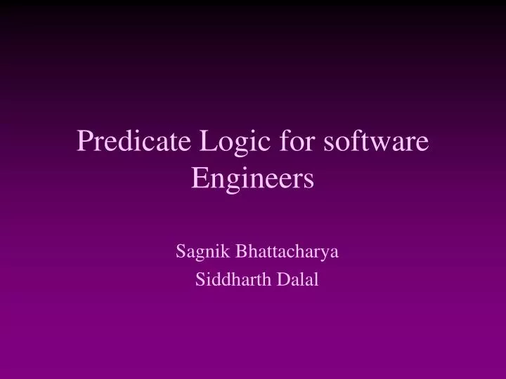 predicate logic for software engineers