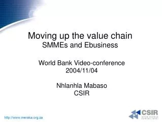 Moving up the value chain SMMEs and Ebusiness
