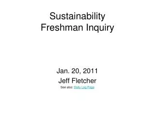 Sustainability Freshman Inquiry