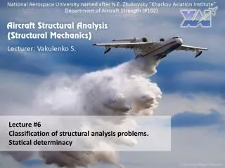 Lecture #6 Classification of structural analysis problems. Statical determinacy