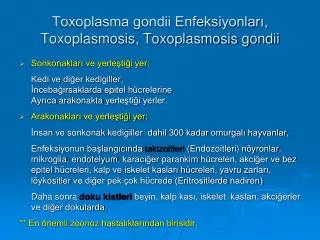 Toxoplasma gondii Enfeksiyonları, Toxoplasmosis, Toxoplasmosis gondii