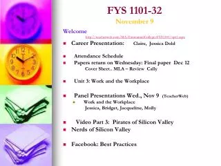 FYS 1101-32 November 9