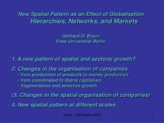 New Spatial Pattern as an Effect of Globalisation Hierarchies, Networks, and Markets