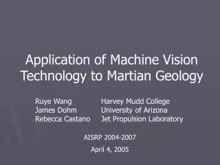 Application of Machine Vision Technology to Martian Geology