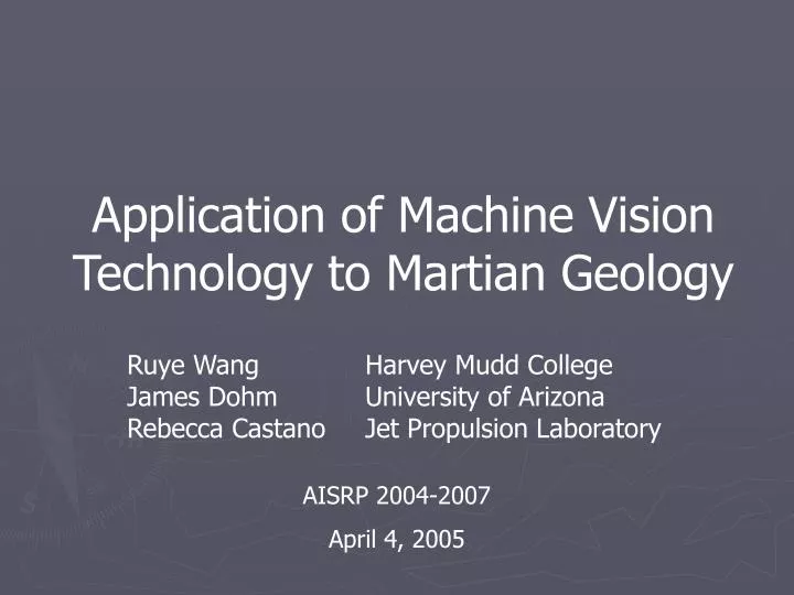 application of machine vision technology to martian geology