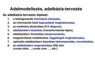 adatmodellez s adatb zis tervez s