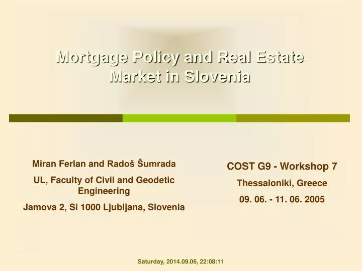 mortgage policy and real estate market in slovenia