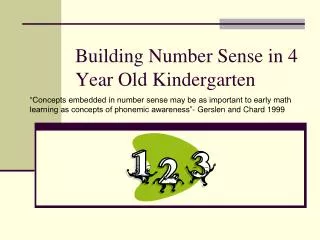 Building Number Sense in 4 Year Old Kindergarten