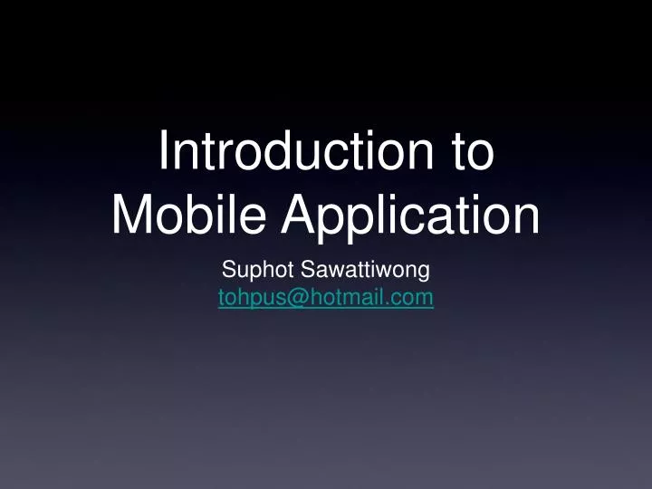 introduction to mobile application