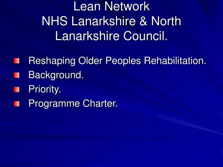 lean network nhs lanarkshire north lanarkshire council