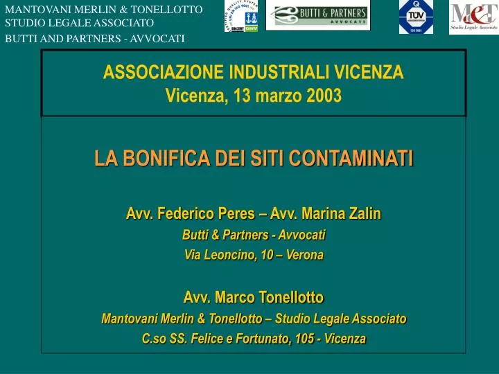 associazione industriali vicenza vicenza 13 marzo 2003