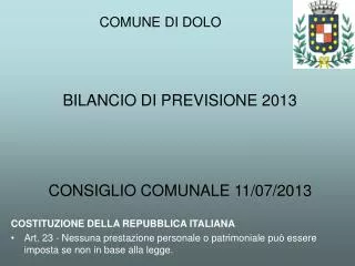 bilancio di previsione 2013