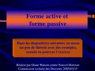 forme active et forme passive