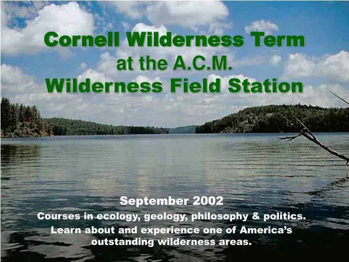 cornell wilderness term at the a c m wilderness field station
