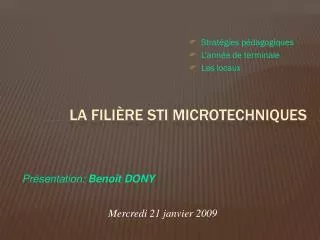 la fili re sti microtechniques
