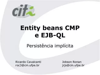 entity beans cmp e ejb ql