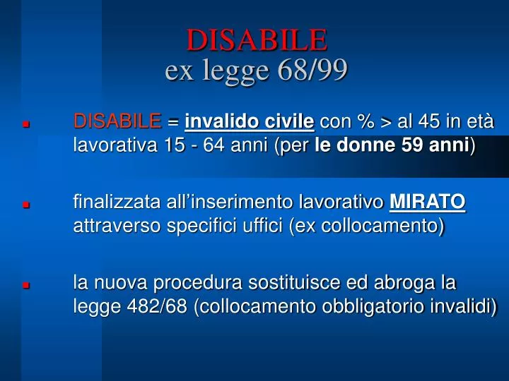 disabile ex legge 68 99