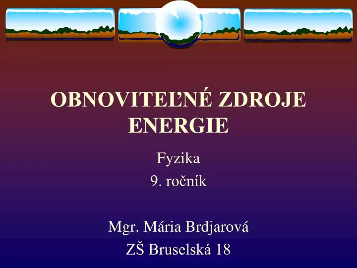 obnovite n zdroje energie