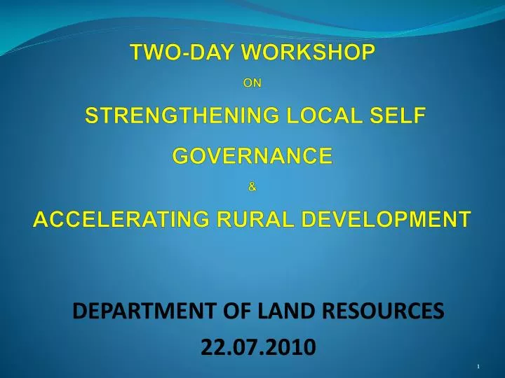 two day workshop on strengthening local self governance accelerating rural development