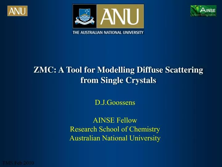 zmc a tool for modelling diffuse scattering from single crystals