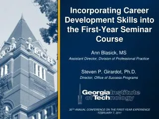 Incorporating Career Development Skills into the First-Year Seminar Course