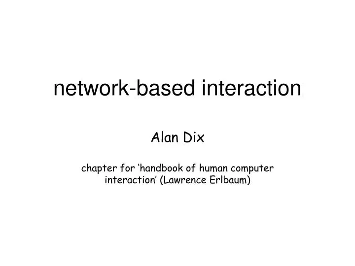 network based interaction