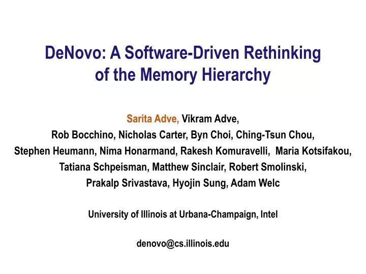 denovo a software driven rethinking of the memory hierarchy
