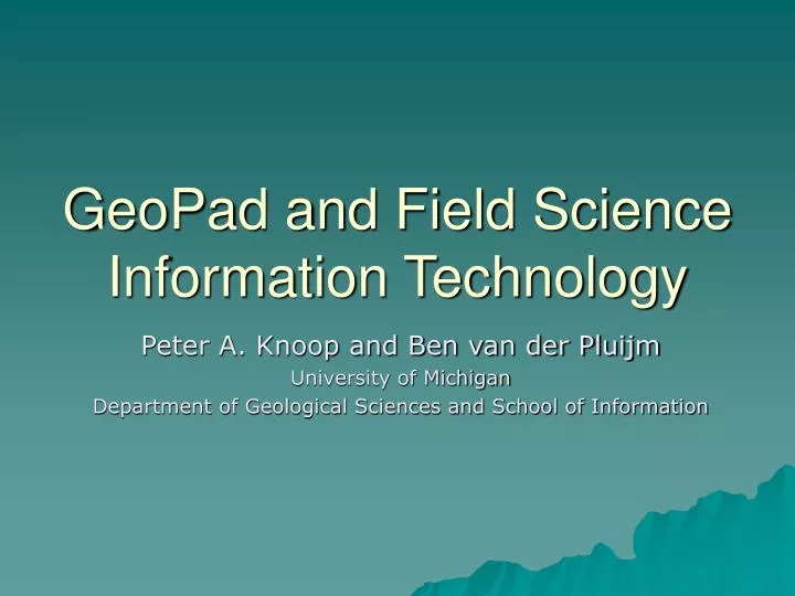 geopad and field science information technology