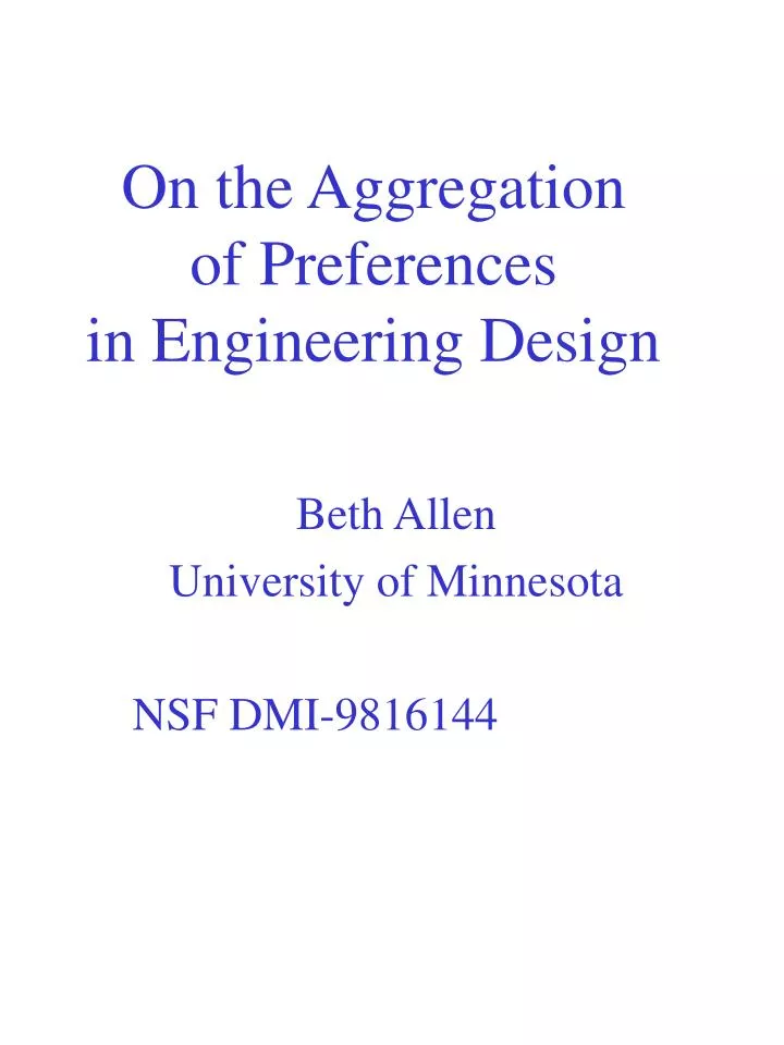 on the aggregation of preferences in engineering design