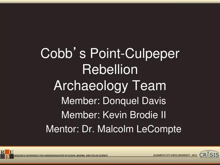 cobb s point culpeper rebellion archaeology team