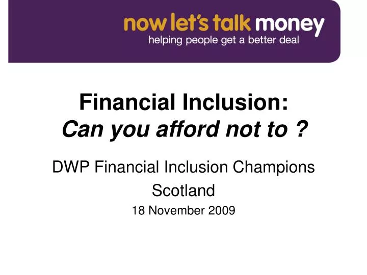 financial inclusion can you afford not to
