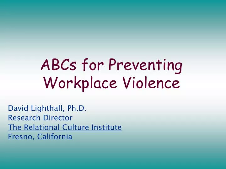 abcs for preventing workplace violence