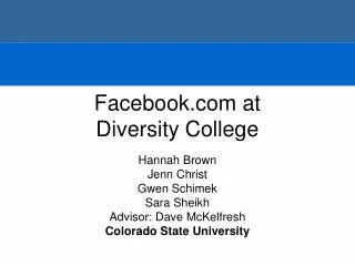 Facebook at Diversity College