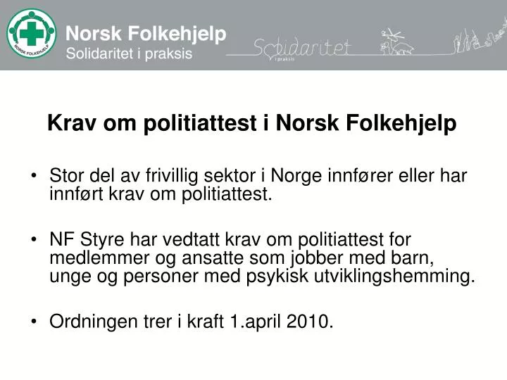 krav om politiattest i norsk folkehjelp