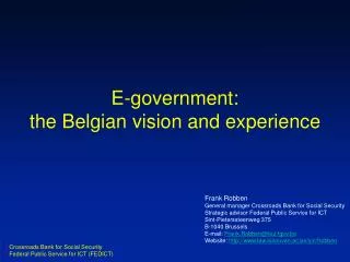 E-government: the Belgian vision and experience