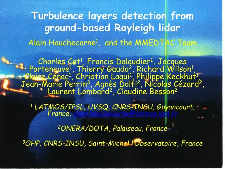 turbulence layers detection from ground based rayleigh lidar