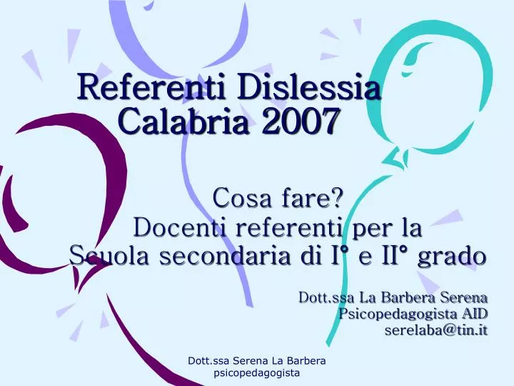 referenti dislessia calabria 2007
