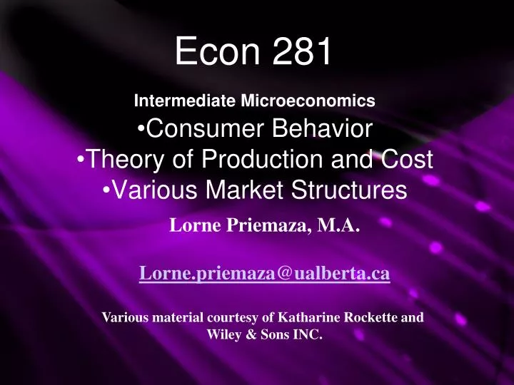 econ 281 intermediate microeconomics