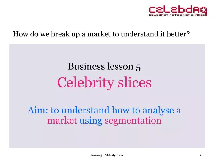 business lesson 5 celebrity slices aim to understand how to analyse a market using segmentation