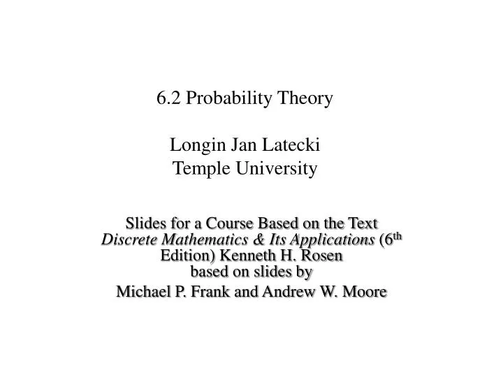6 2 probability theory longin jan latecki temple university