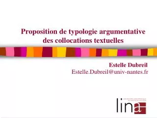 proposition de typologie argumentative des collocations textuelles