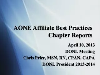 AONE Affiliate Best Practices Chapter Reports