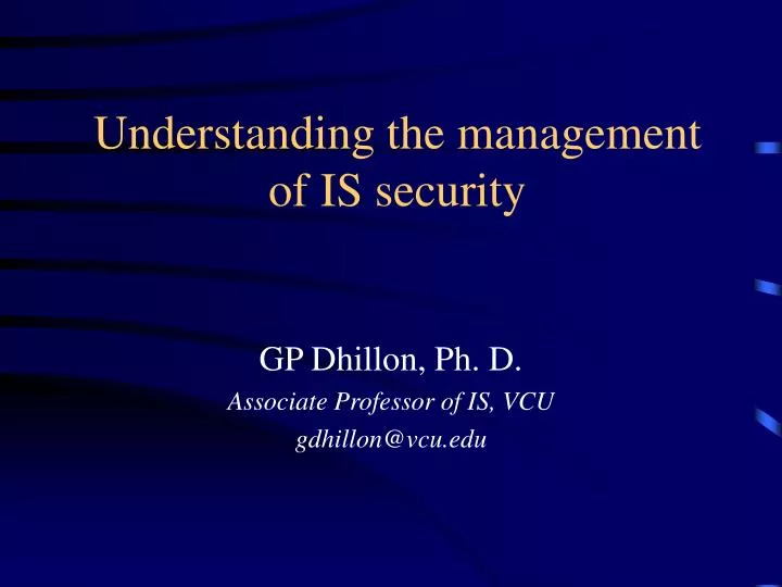 understanding the management of is security