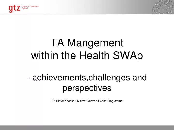 ta mangement within the health swap achievements challenges and perspectives
