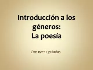 introducci n a los g neros la poes a