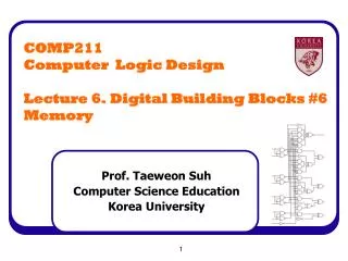 COMP211 Computer Logic Design Lecture 6. Digital Building Blocks #6 Memory