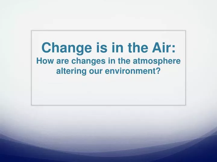 change is in the air how are changes in the atmosphere altering our environment