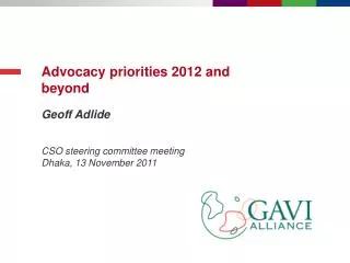 Advocacy priorities 2012 and beyond